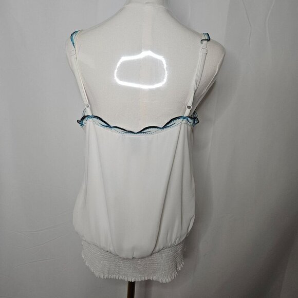 White House Black Market Small Boho Turquoise Embroidered Top Camisole - Picture 5 of 7